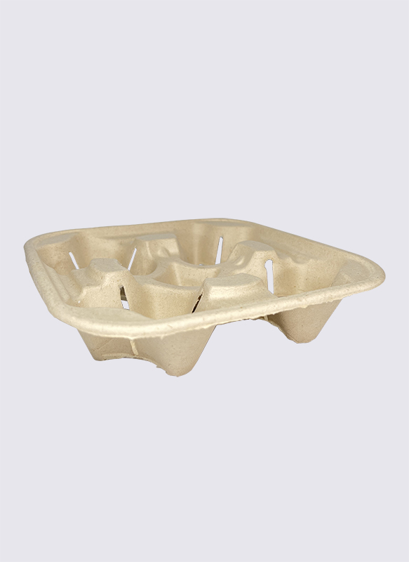 4 Cup-Bagasse Sugarcane Cup Tray Ramah Lingkungan